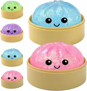 Glitter Dumpling Sensory Decompression Toy, Colorful Semi-Transparent Soft Squeeze Fidget Toy, Portable Cute Hand Squeeze Ball for Adults Daily Leisure & Desk Decor