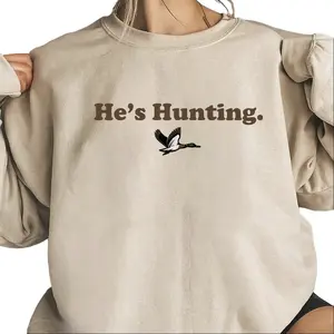 Minimalist He is Hunting Mallard Duck Sweatshirts Pullover Graphic Unisex Retro, Hunting Season Cotton