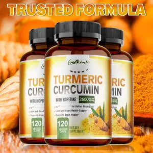 Coolkin Curcumin Dietary Capsules, 120 capsules, 2600 mg, high content and high absorption, support joint, heart and brain health.