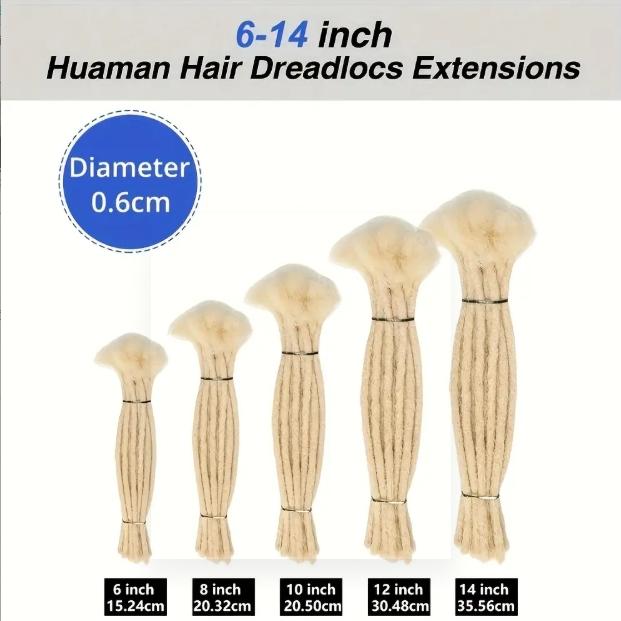 100 Strands 100% Real Human Hair Dreadlock Extensions 0.6cm Thickness 4‑12 Inch Colored Locs for Men & Women