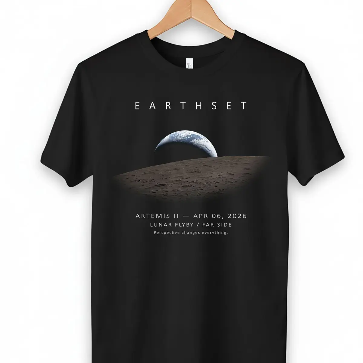 Comfort Colors Earthset Artemis II T-Shirt Minimal Space Graphic Tee Lunar Flyby Moon Earth Aesthetic Shirt Washed Cotton Unisex Oversized