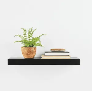 Black 18.00 x 5.50 x 5.50 Inches Wood Floating Shelf
