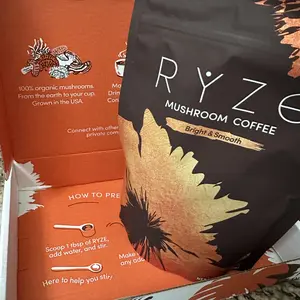 RYZE SUPERFOODS Mushroom Medium Roast Coffee USDA Organic with 6 Adaptogenic Mushrooms, USA Grown Instant Coffee for Better Energy, Focus Digestion Immunity with Lions Mane & Turkey Tail 30 Servings