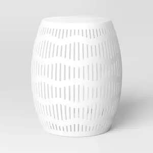 Metal Cutout Round Patio Accent Table White - Room Essentials: Rust-Resistant, No Assembly Required