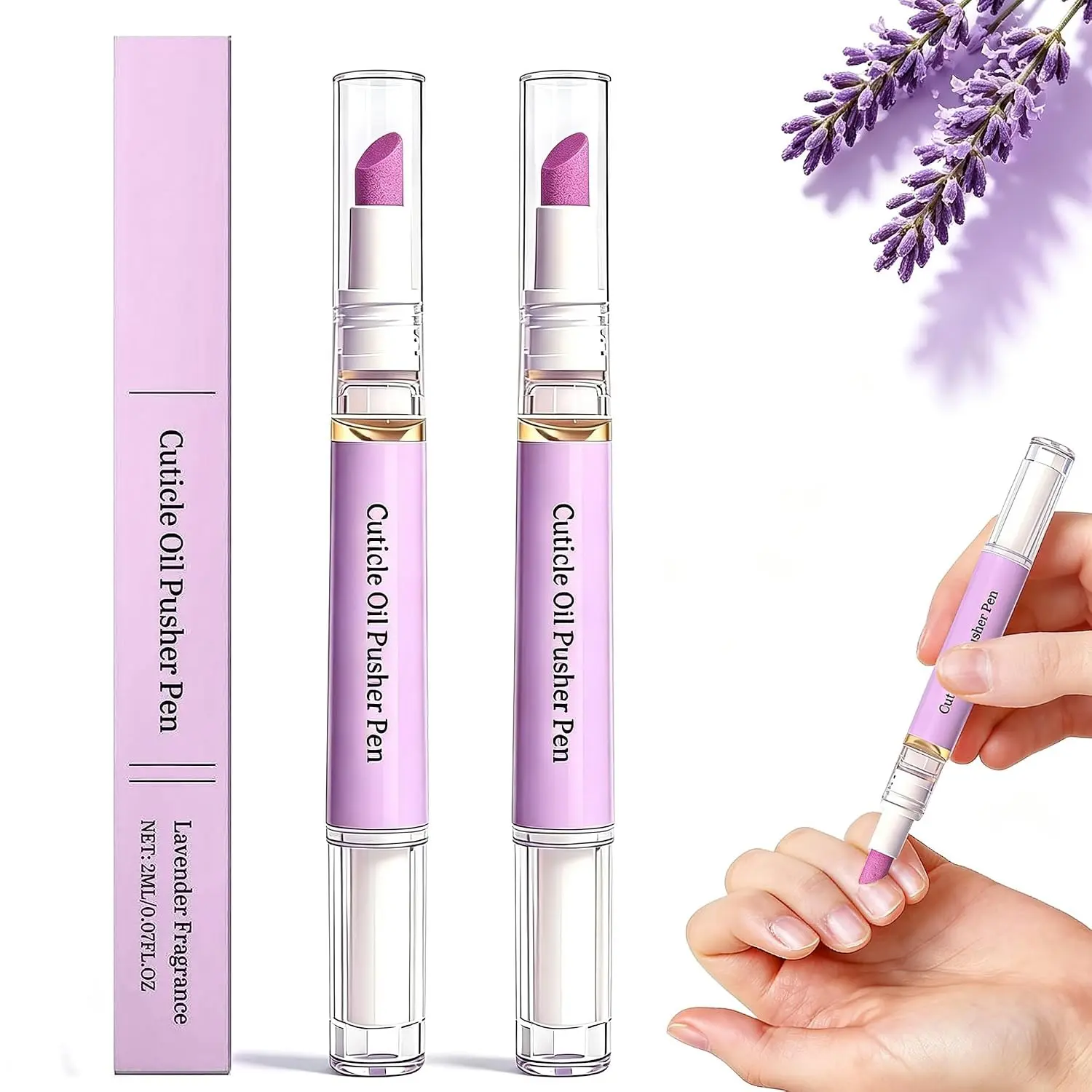 2 Pcs 2-in-1 2026 New Ceramic Cuticle Oil Pusher Pen No Leak Travel Size With Oil Moisturizing Brightening Instant Keratin Removal Tool For Dry Damaged Nails