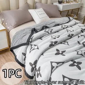1 Pc Milk Fleece Embroidered Throw Blanket, Soft Single-Layer Sofa and Bed Blanket, Cozy Gift for Home 1 Pc Milk Fleece Embroidered Throw Blanket, Soft Single-Layer Sofa and Bed Blanket, Cozy Gift for Home