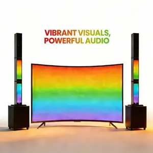 100 W Bluetooth Soundbar With RGB Subwoofer,Heavy Bas  2.1Suround Sound System, Vertical TV speaker, Home Theater Stereo, Bluetooth 5.0, RCA/AUX(/USB/HD(ARC)/Optical Connection