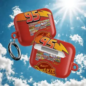 Racing Car 95 Lightning Red Soft Silicone Case for all Gen 1 2 3 4 & Pro 1 2, Aesthetic Air Pods Case Cover Protective