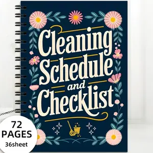 Adhd Cleaning Plan Notebook, Colorful Floral Task List Cover Design, Home Housewife & Office Use, Fun Coil Bound Coloring Book, Planner Notebook