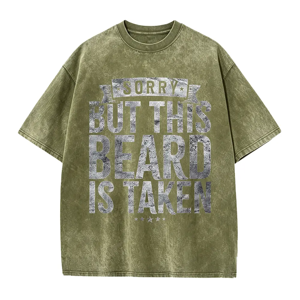 Men's Funny "Sorry, This Beard Has Been Taken" T-Shirt - Oversized Beard Print Gift for Bearded Guys, Loose Fit Plus Size Tee with Humorous Message