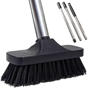 Stiff Bristles Push Broom Multi-Purpose Floor Cleaning Scrubber Brush for Bathroom Bathtub Tile Floor Deck Patio