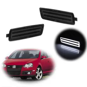 2PCS For 2006 2007 2008 2009 VW MK5 Golf GTI White LED Front Side Marker lamps Lights Smoke Lens, Replace OEM 1K5945072A, 1K5 945 072A, 1K5945071A, 1K5 945 071A