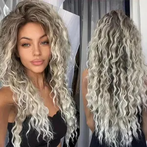 Ladies Ash Gold Side Part Long Curly Wig | Small Bouncy Curls Full Head Cover | Fashionable Hair Color | Lightweight & Breathable | Convenient to Style for All Occasions Wigs