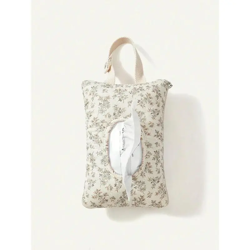 Beige Floral Print Diaper Purse, Lightweight Polyester Handbag with Organizational Pockets, Wipes Dispenser & Adjustable Hanging Strap, Lightweight Diaper Handbag
