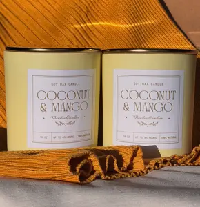 Merilia Candles Coconut & Mango Soy Wax Candle 10 oz Up to 45 Hours 100% Natural Home Fragrance