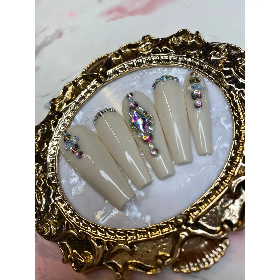 BRIDAL COFFIN LONG PRESS ON NAILS BRIDAL COFFIN LONG PRESS ON NAILS