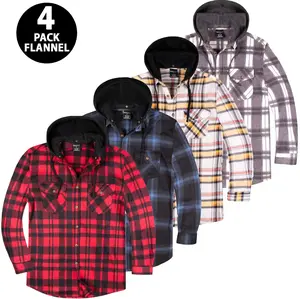 Outdoor Men's Sherpa-Lined Flannel Hoodie Jacket - Warm Zip-Up Layer for Cold Weather - Classic Fleece Plaid Pattern - Perfect for Hiking, Camping, & Everyday Winter Wear - Durable & Fashion-Forward