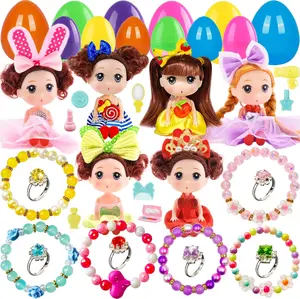 Easter Gift Easter Egg Fillers Prefilled Easter Eggs Filled Easter Basket Stuffers for Toddler Girls Kids with Toys Dolls Girls Gifts Egg Hunt Non Candy Fillers Age 3 4 5 6 7 8+ Years Old