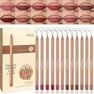Long-lasting Lip Liner Set, 12pcs/set Matte Easy Coloring Lipliner Pen Lip Liner Pencils for Precise Application, Essential Makeup Tools for Beautiful Lips, Cosmetic
