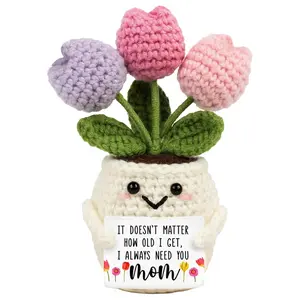 Crochet Tulip Gift for Mom – Cute Knitted Flower Doll for Mother’s Day & Birthday