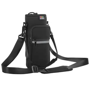 Water Bottle Carrier Bag,25oz/40oz/64oz Bottle Pouch Holder,Adjustable Shoulder Hand Strap 2 Pocket Sling Neoprene Sleeve Sports Accessories for Hiking Travelling Camping
