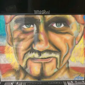 Glass Framed Hulk Hogan Pastel Chalk Portrait Collectible Artwork