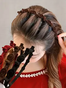 2pcs New Plush Double-Layer Hair Bands, Knotted Headband, Headband Set, Elegant Hairstyle Organizer, Fringe & Stray Hair Fixer, Lazy Person's Hair Tie, All-Season Accessory