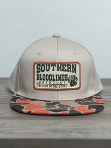 Southern Bloodlines Patch Hat.  Natural/Orange Camo Color