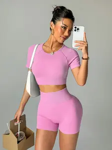 Women's Seamless Sporty Suit, High-Waisted Butt-Lift Yoga Set, Yoga Clothes Set, Breathable Stretch Fabric, Perfect for Gym & Daily Wear, Breathable Activewear