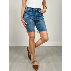 Judy Blue High-Waisted Frayed Hem Bermuda Short