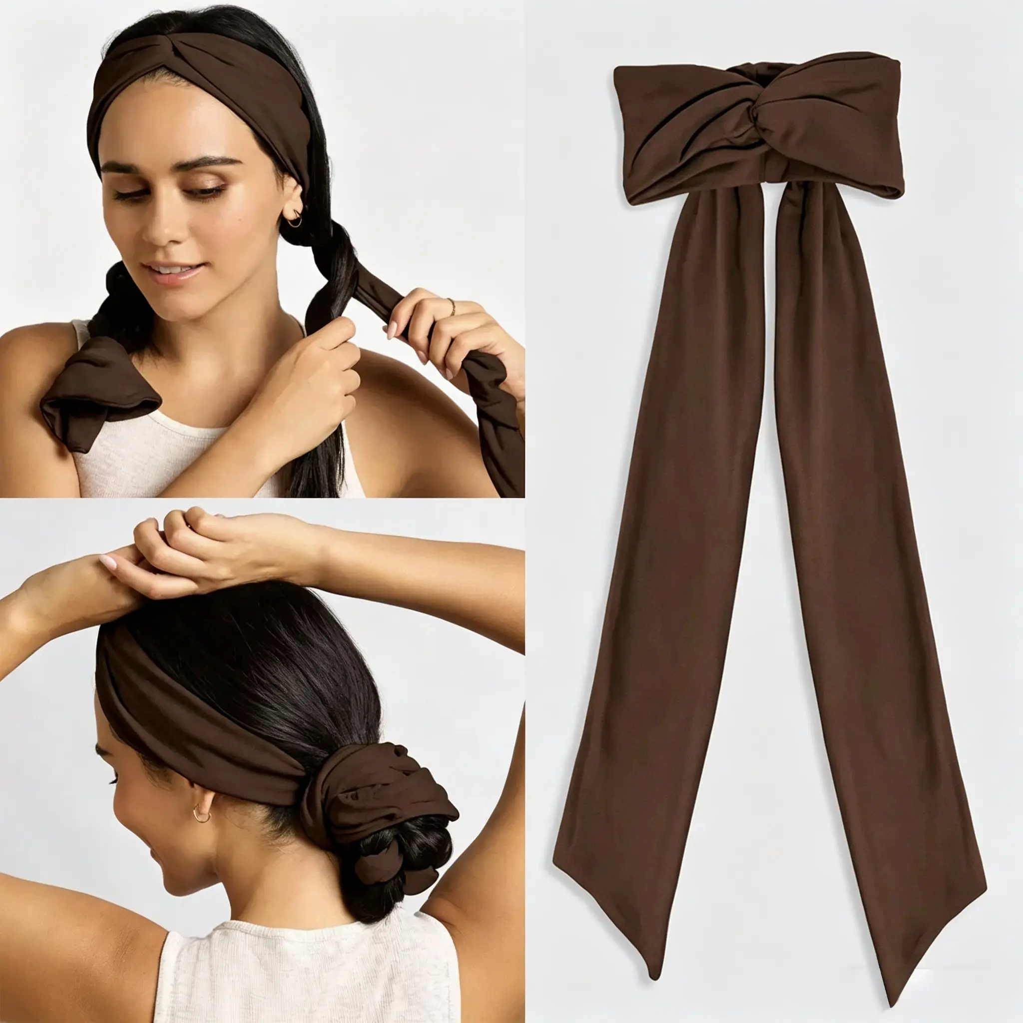 Women's Heatless Curling Headband - Soft Elastic Fabric Ribbon Wave Curler, Lightweight Non-Slip