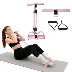RELIFE Upgraded Adjustable Pedal Resistance Band Set Natural Latex Elastic Pull Rope Full-Body Home Gym Equipment for Abdominal,Waist,Arm,Leg Shaping Pilates & Yoga Stretching Band Ideal Gift