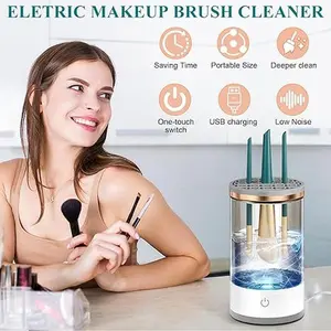 Makeup Brush Cleaner - Electric Machine for All Size Makeup Brushes, Automatic Spinning Cleaning Feature, Great Gift for Women Girls