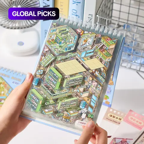 Miniature Business Town Scene Sticker Book, 49pcs/set DIY Decorative Sticker Book, Scrapbooking & Journal Making Material Paper, Birthday Gift, Scrapbook Accessories #GLOBAL PICKS