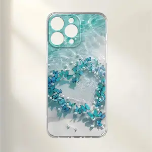 A Phone Case Featuring a Blue Sea Butterfly Design with UV Printing, Offering 360-Degree Protection. It Is Compatible with Iphone 17 Promax/16/15/14/13/12/11. This New Case Showcases a Unique And Creative Personality.