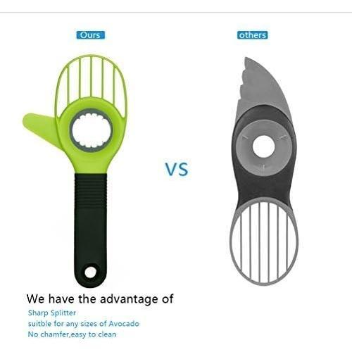 3 in 1 Avocado Slicer Tool and Saver Keeper,Avocado Pit Remover and  as  peeler scoop with Comfort-Grip Handle (Green-(Slicer+Saver))