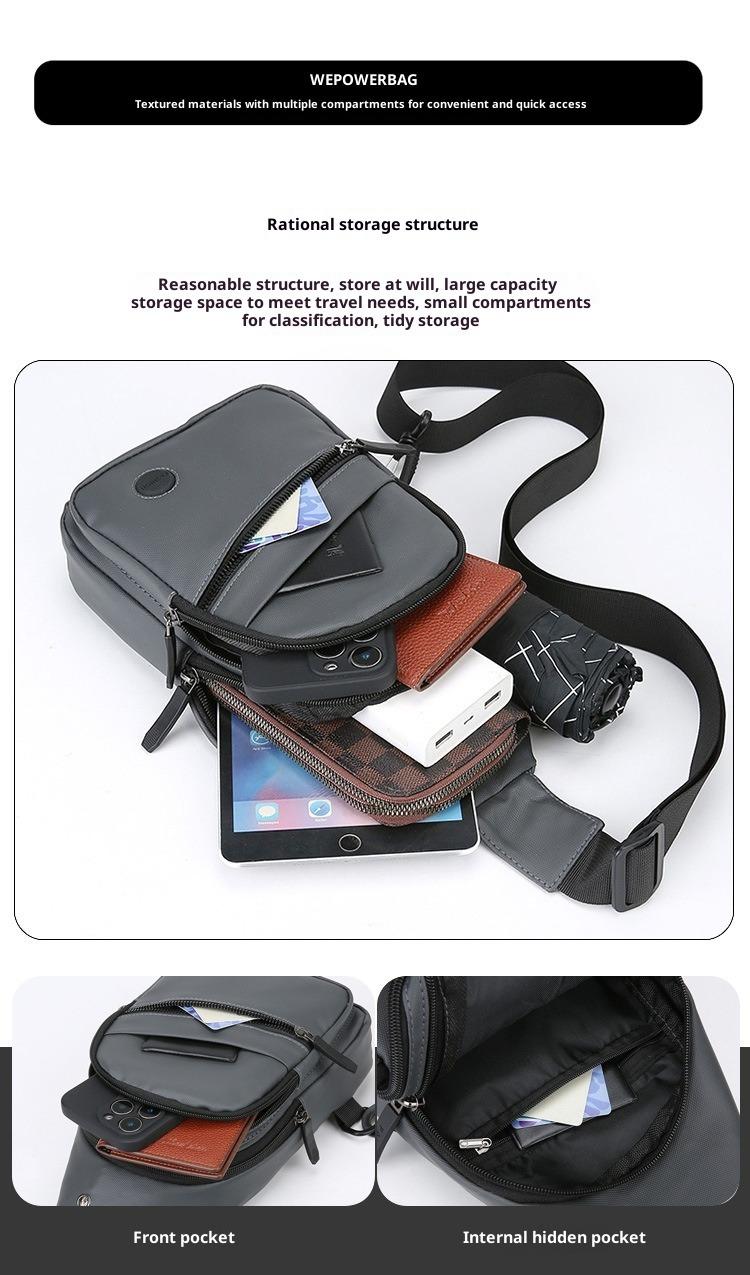 Waterproof Sling Bag for Men, Multi-Color Chest Crossbody Backpack - Lightweight Chest Bag with Headphone Port, Removable Buckle Side Pocket, Adjustable Strap for Travel, Daily Outings, Gym & Outdoor Activities