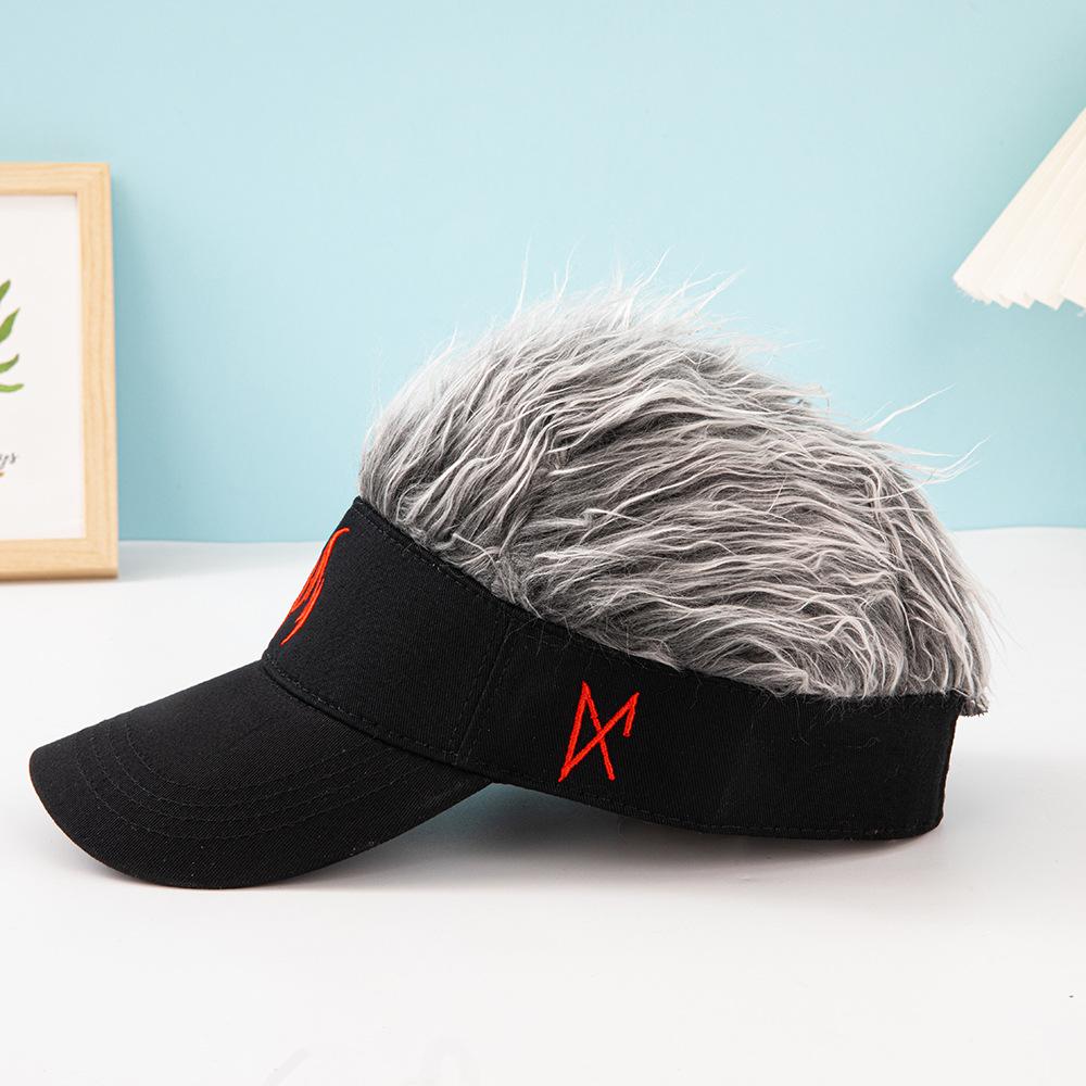 Outdoor sun protection, sunshade, UV protection wig baseball cap, men's and women's embroidered flame truck driver hat, hot-selling new style in Europe and America.