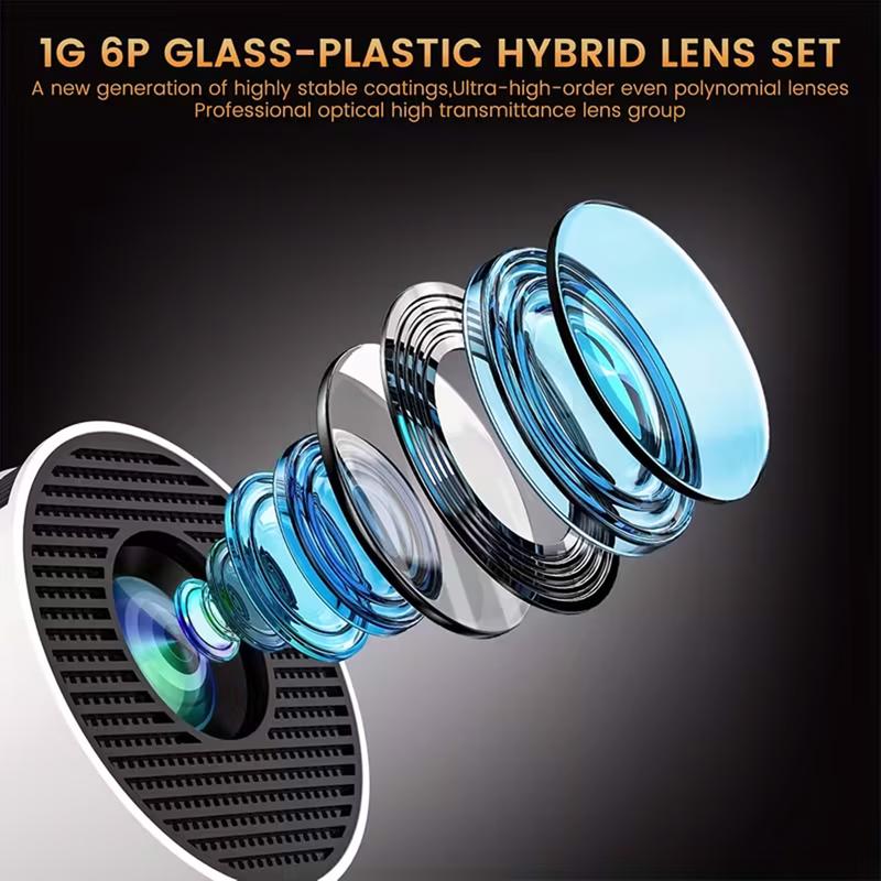 Projector with WIFl 6 and Bluetooth support, HD supportportable projector, 180 rotatable 130 "screen movieprojector, automatic keystone correction, compatible with laptop, PC, smartphone (white) audio automatic cableHDMl speaker Wireless Android