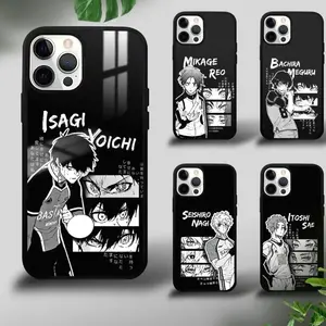 Blue Lock Anime Mirror Phone Cases For iPhone 17 Promax Pro Air 16 Plus 15 14 13 12 11 Glass Celulares Hard Funda Protective Cover Protection Soft Touch