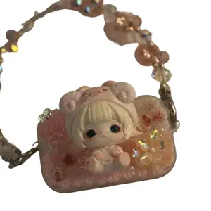 Phone Holder Clip with Unique Design Featuring Adorable Character and Sparkling Beads