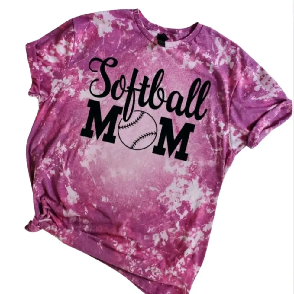 Softball Mama Sublimation Bleached Tee  Casual Womenswear