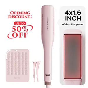 LENA Professional 1.6 inch Wide Flat Iron Hair Straightener Titanium 2-in-1 Fast Heating Curler & Straightener with Heat-resistant Pad - Comfort
