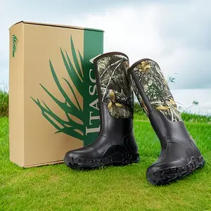 Men's Waterproof Warm Camouflage Rubber Boots, Durable Outdoor Hunting Boots, Men's Outdoor Waterproof Warm 6mm Neoprene Hunting Boots