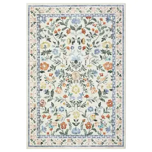【Christmas Gift】4 x 6 ft Polyester Cashmere Imitation Green Rectangular Hallway Bathroom Entryway Kitchen Office Foldable Flower Printed Modern Washable Area Rug