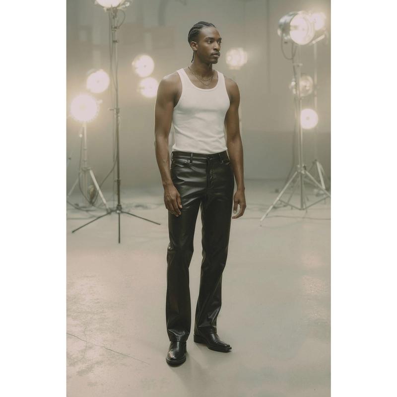 Stacked Skinny High Shine Wax Coated Jean - Black