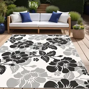 Outdoor Flower Style Floor Mat, Waterproof Anti-slip Door Mat, Washable Floral Rug, Ideal for Gardens, Porches, Balconies, Camping, RV Trips, Decks