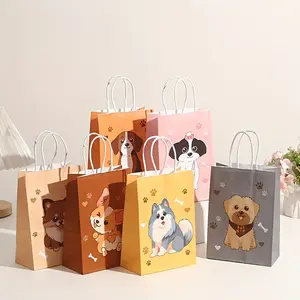 24pcs Dog Birthday Party Supplies, Kraft Paper Bags For Pet Theme Party - Reusable Gift Bags For Storage And Organization, Puppy Goody Bags Party