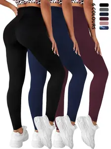 Women's 3-Pack Super Soft Leggings, High Stretch Tummy Control, No-See-Through Design, Ideal for Workouts & Yoga, Comfortable Fit, Gym Workout Leggings, Comfy Stretchy Leggings