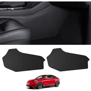 Upgrade Center Console Side Anti-Kick Mats for Tesla Model Y 2020-2024 Waterproof & Dust Resistant Protector Cover Leather Pad Proprietary Design Model Y Interior Accessories 2PCS